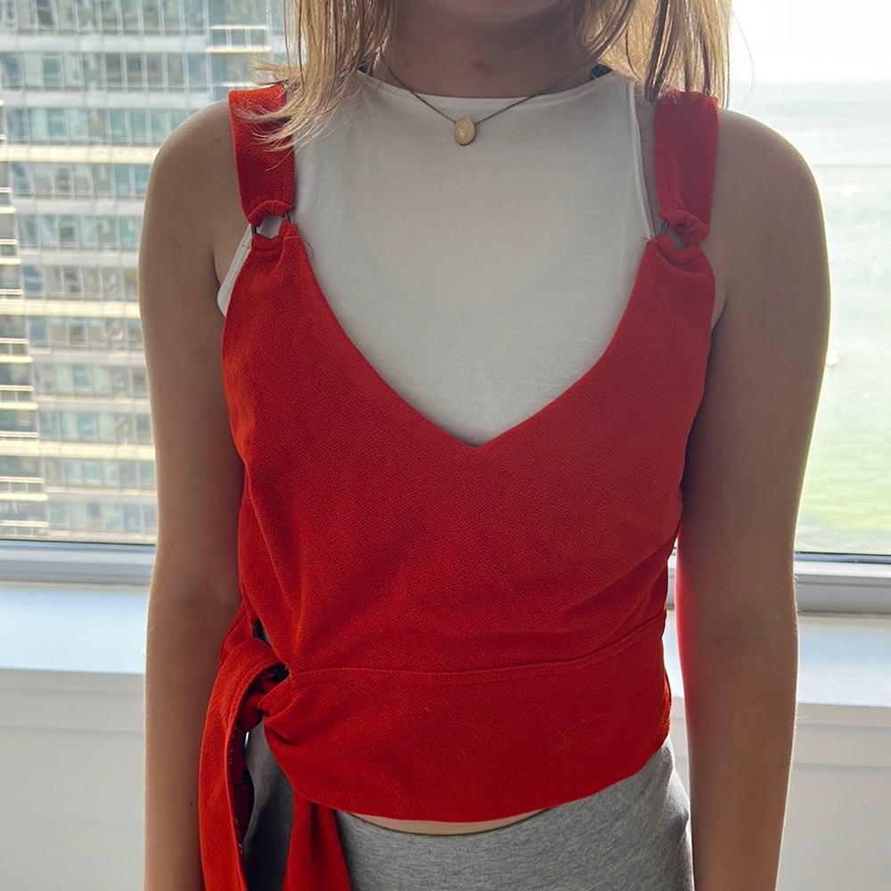 Free people size small orange tank with Paisley Thai brand new